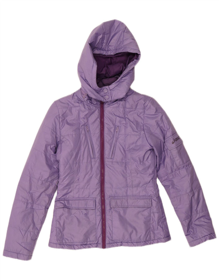 Asics Veste rembourrée à capuche pour femme UK 10 Small Violet Polyester