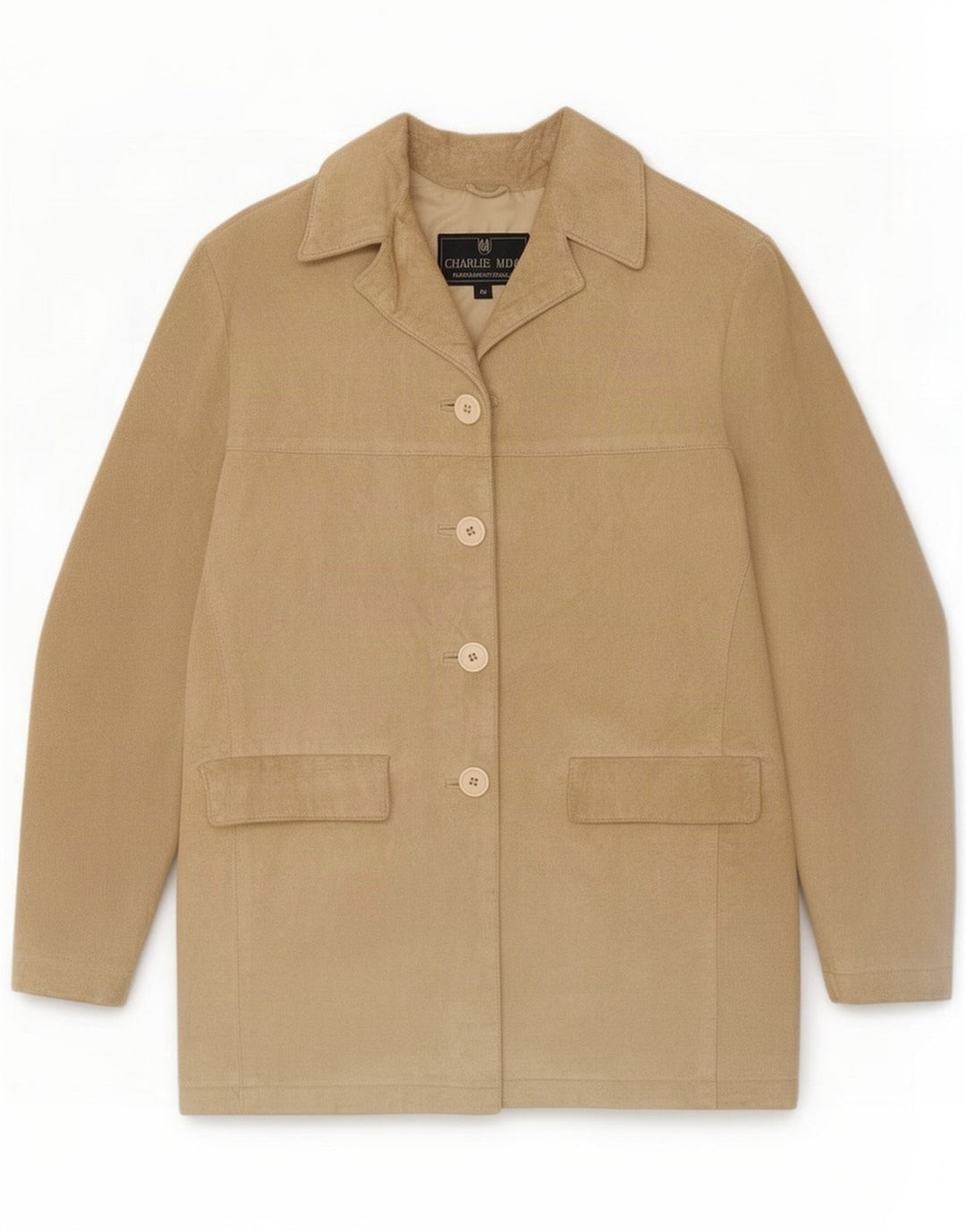 Veste en daim femme vintage IT 40 petit cuir beige