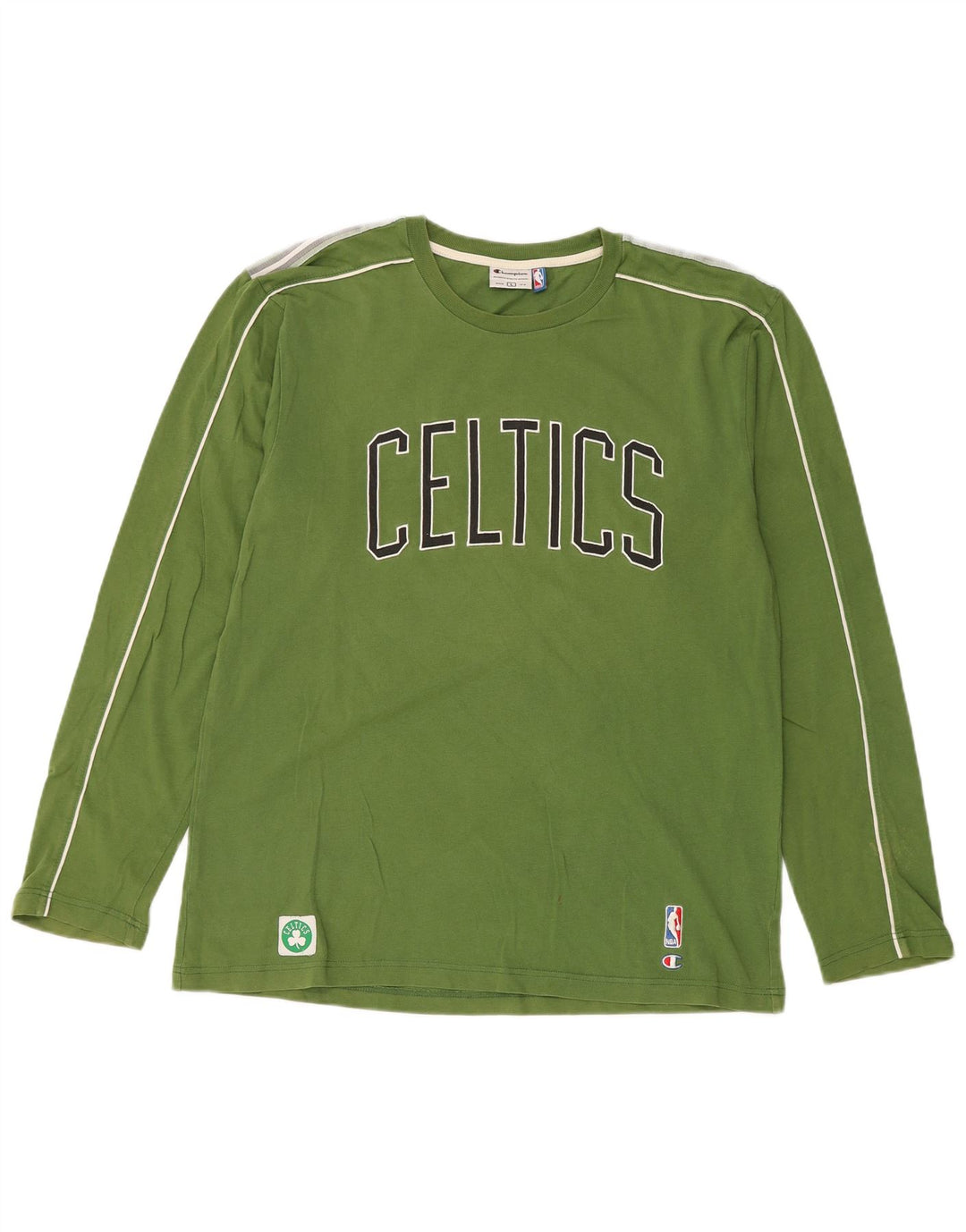 CHAMPION Haut Graphique Celtics à Manches Longues pour Hommes en Coton Vert Large
