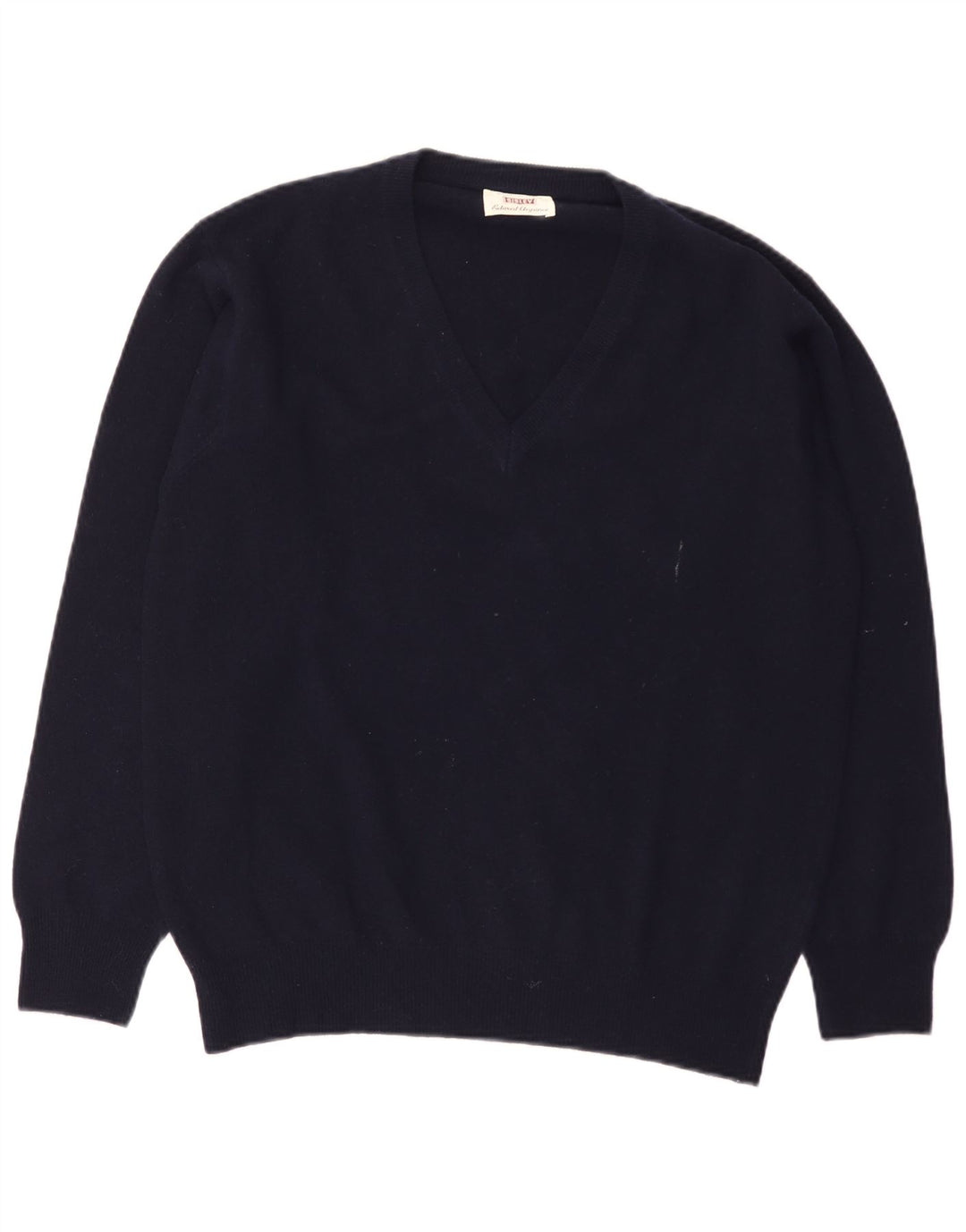 Sisley Pull Col V Laine Vierge Bleu Marine Moyen Homme