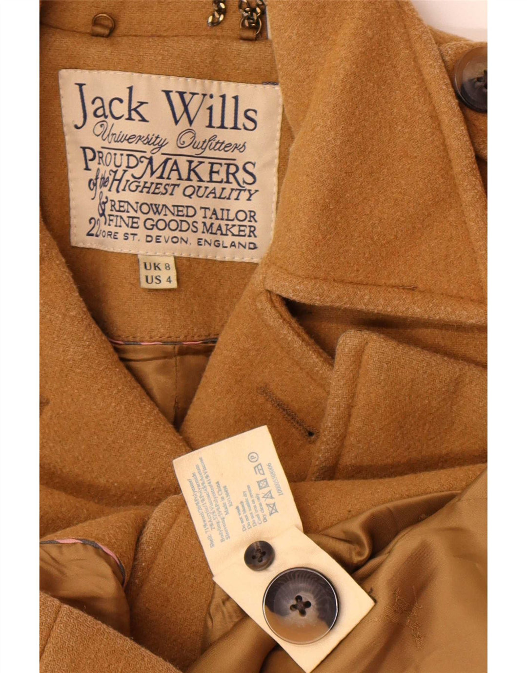 Jack Wills Caban femme UK 8 Petite laine marron