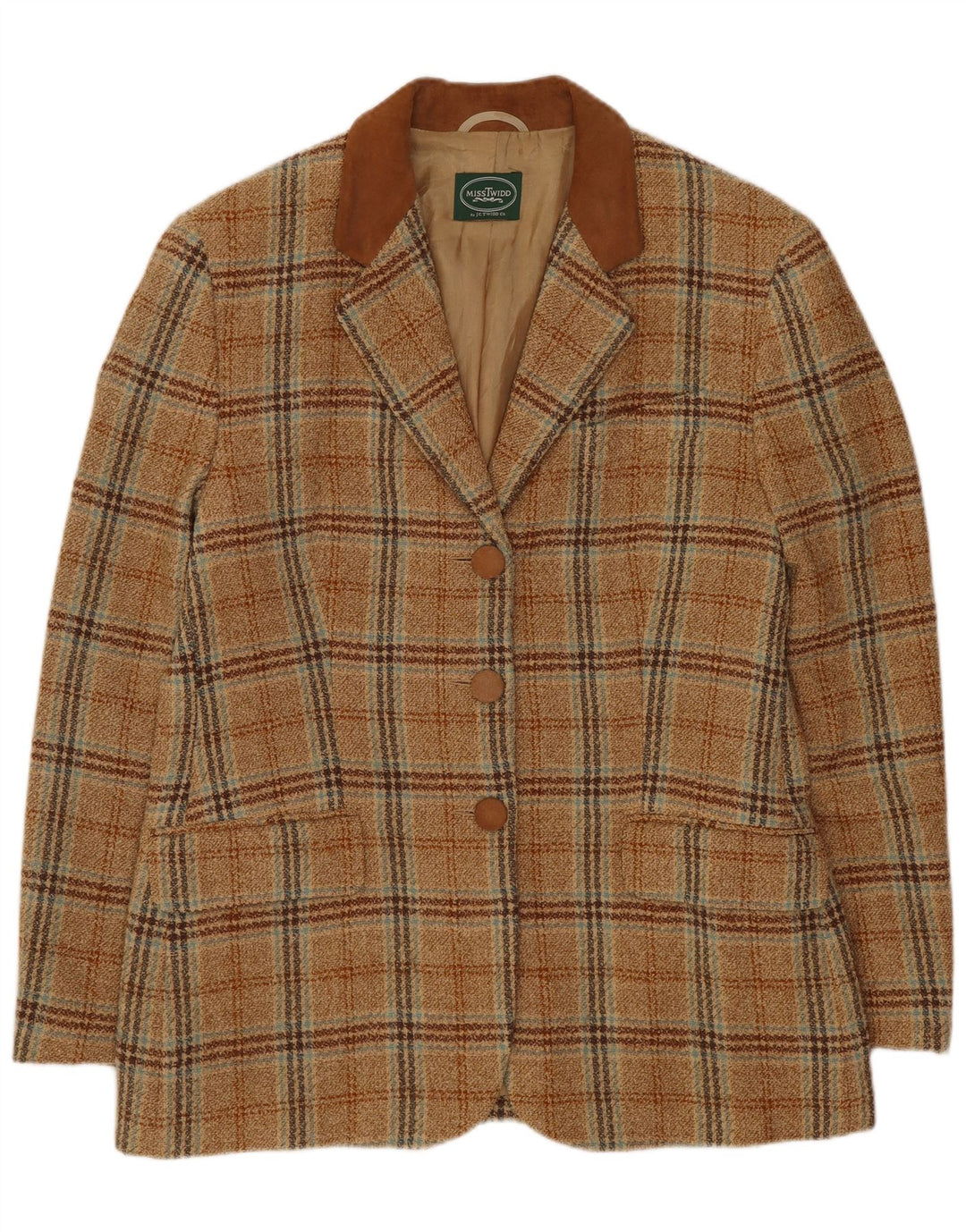 Misstwidd Veste blazer à 3 boutons pour femme IT 44 Beige moyen à carreaux