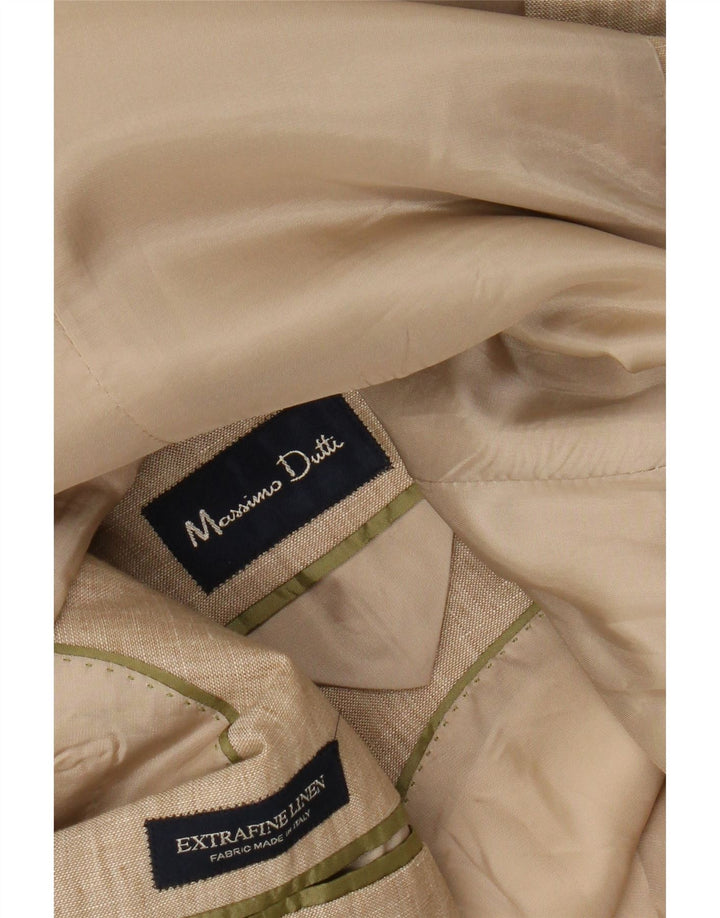 MASSIMO DUTTI Veste blazer à 3 boutons pour homme UK 38 Lin beige moyen