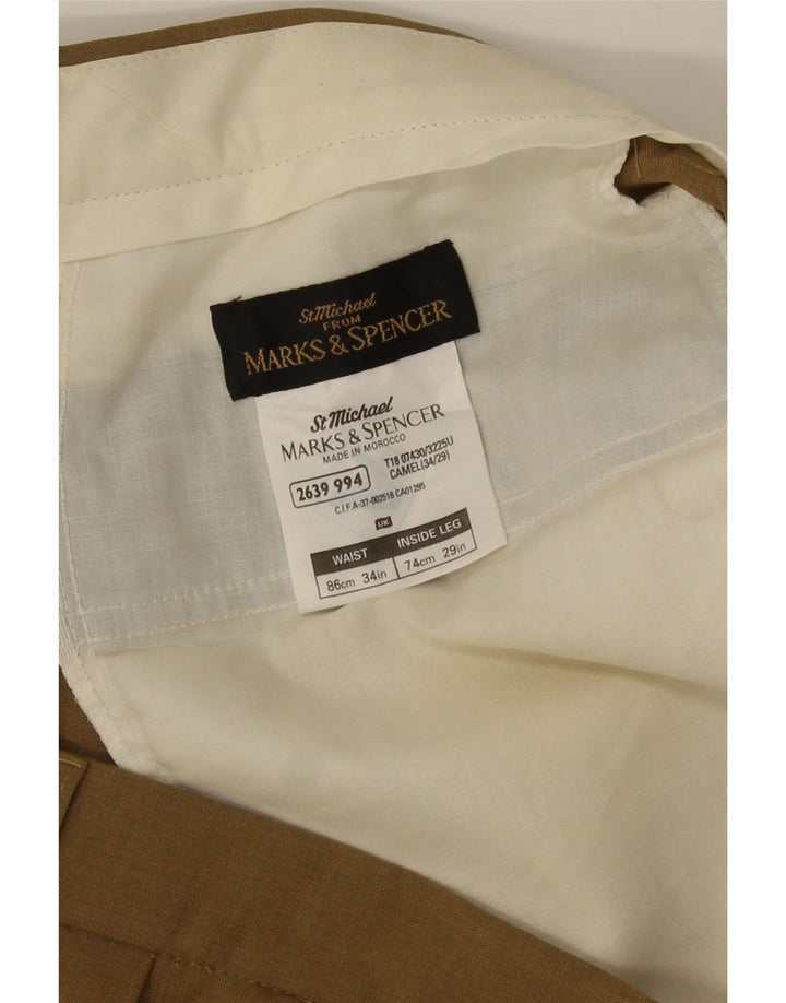 Marks & Spencer Pantalon de costume pour homme W34 L29 Kaki Polyester