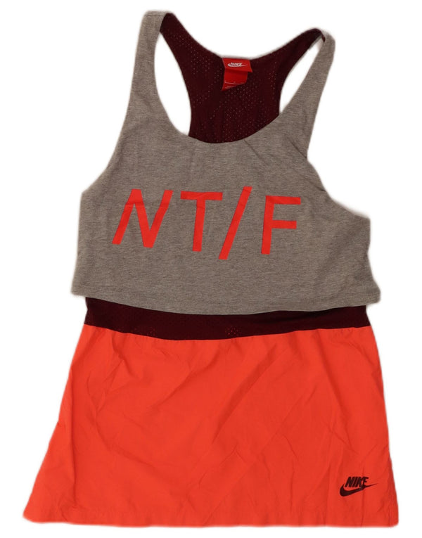 Nike Womens Track & Field Graphic Débardeur UK 10 Petit Gris Colorblock