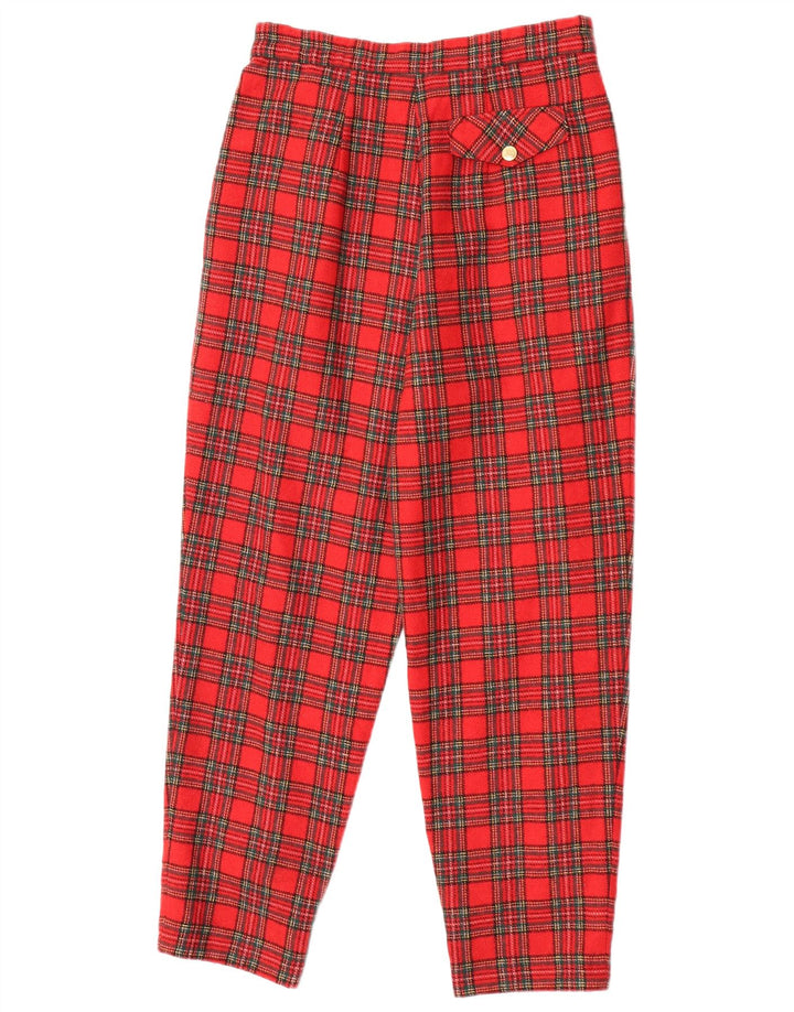 VINTAGE Pantalon Chino Pegged Femme W25 L26 Carreaux Rouges