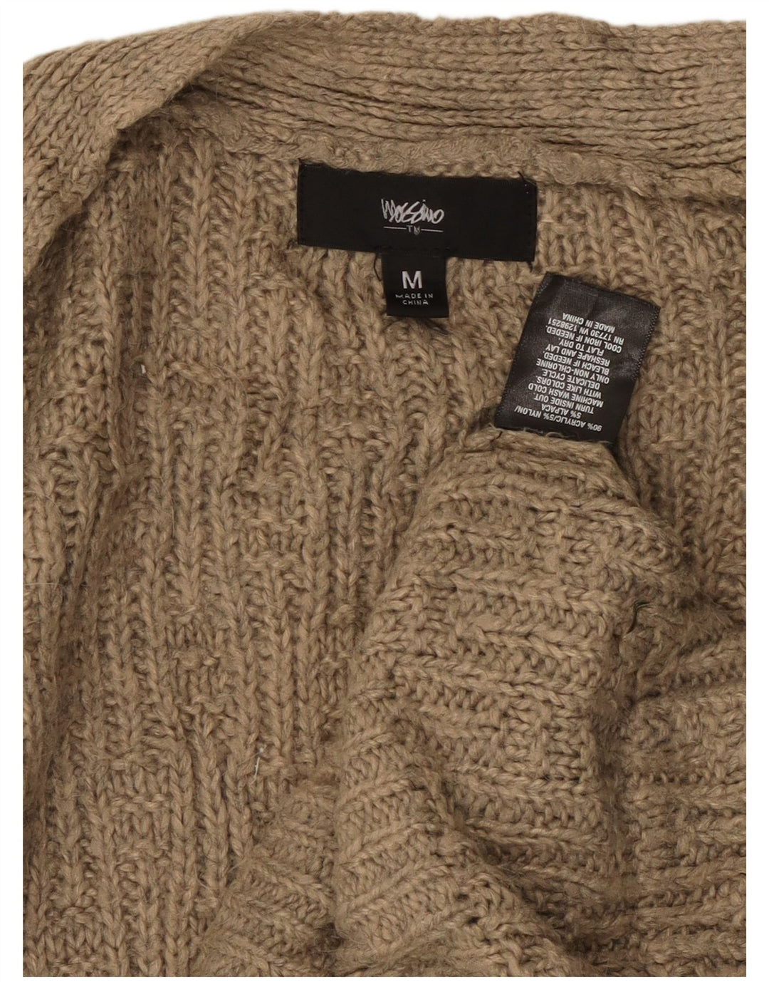 MOSSIMO Pull cardigan ouvert long pour femme UK 14 Acrylique beige moyen