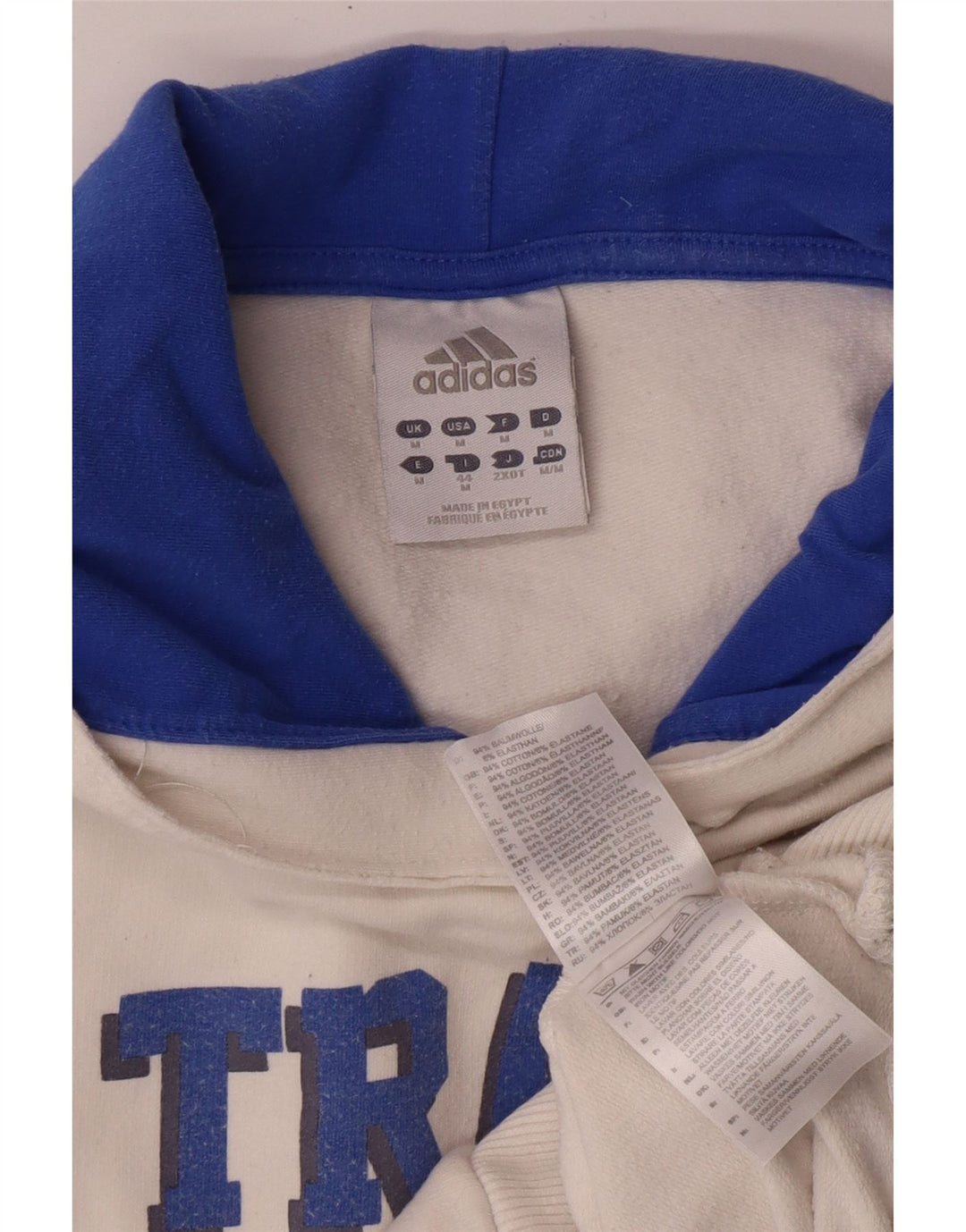 ADIDAS Pull à capuche graphique pour femme UK 12 en coton blanc moyen