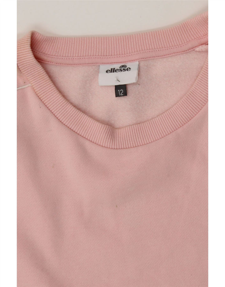 ELLESSE Womens Crop Graphic Sweatshirt Jumper UK 12 Medium Pink Vintage Ellesse and Second-Hand Ellesse from Messina Hembry 