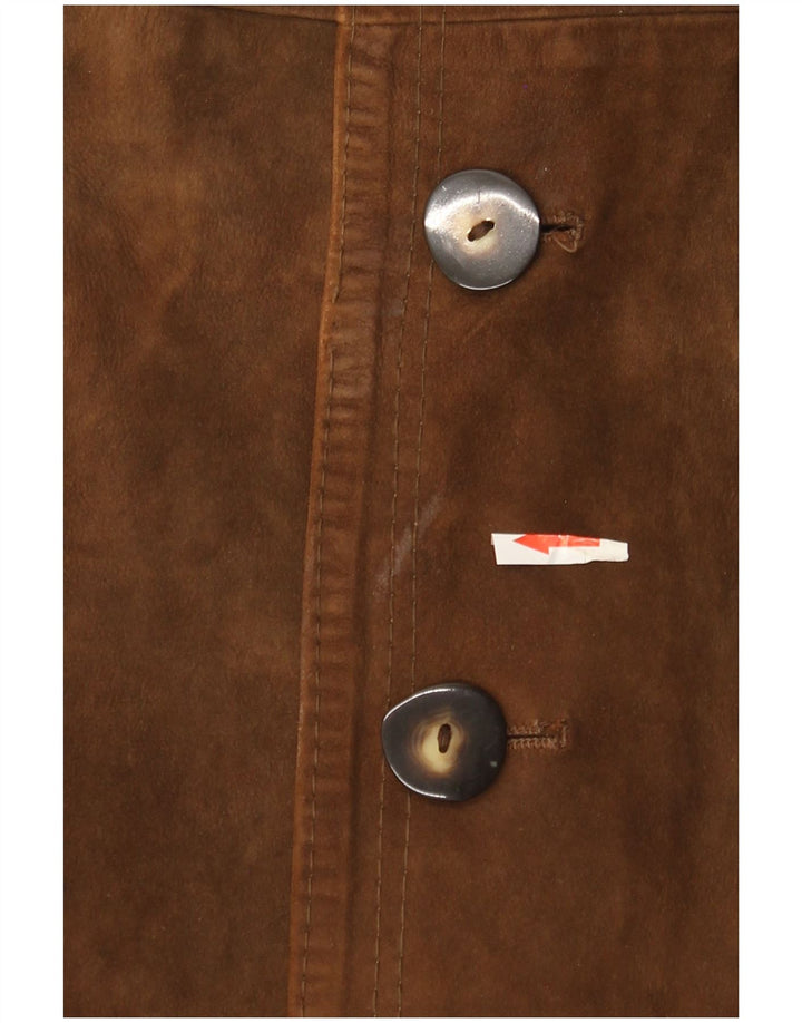 vintage Mens Daim Trench Coat UK 36 Petit Brun