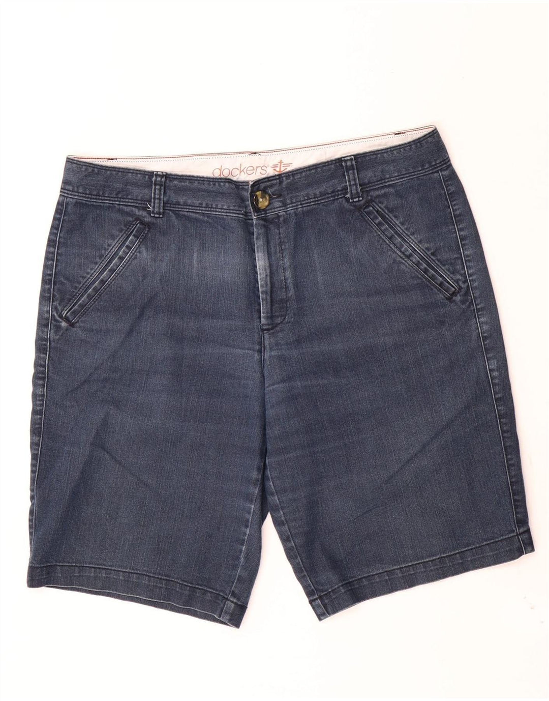 Dockers Short en jean pour femme US 12 Large W34 Bleu marine en coton