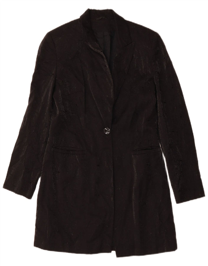 RICHARDS Manteau Femme UK 10 Petite Viscose Florale Noire