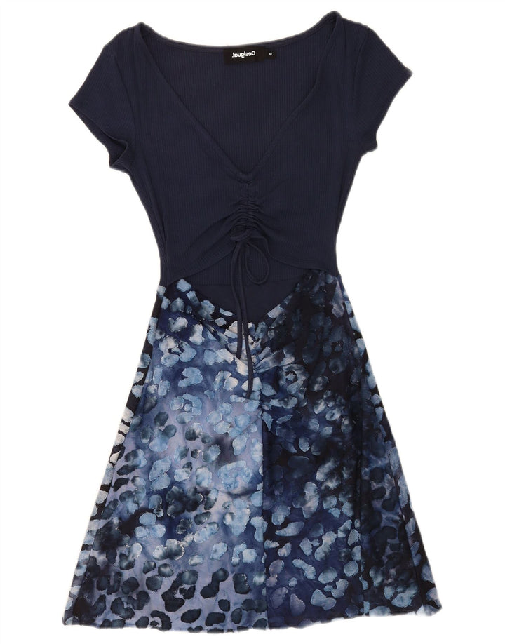 Desigual Robe trapèze à motif abstrait pour femme UK 42 Bleu moyen Viscose