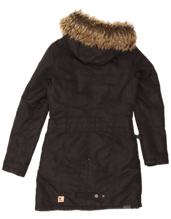 KHUJO Parka à capuche pour femme UK 10 Small Noir