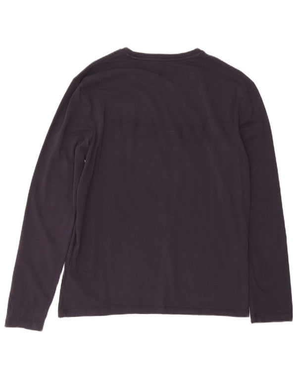 Guess Mens Slim Fit Graphic Top Long Sleeve UK 36 Small Navy Blue Cotton