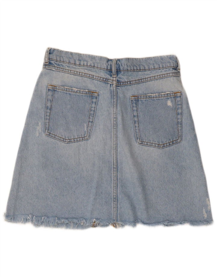 Zara Femme Mini Jupe En Jean En Détresse Moyen W28 Bleu Coton