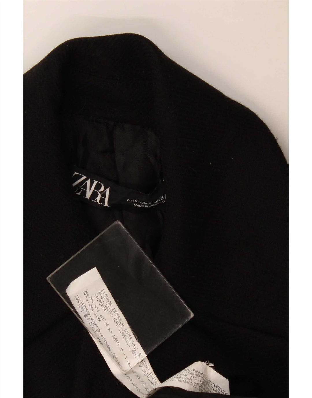 Zara Manteau croisé pour femme UK 10 Petite laine noire