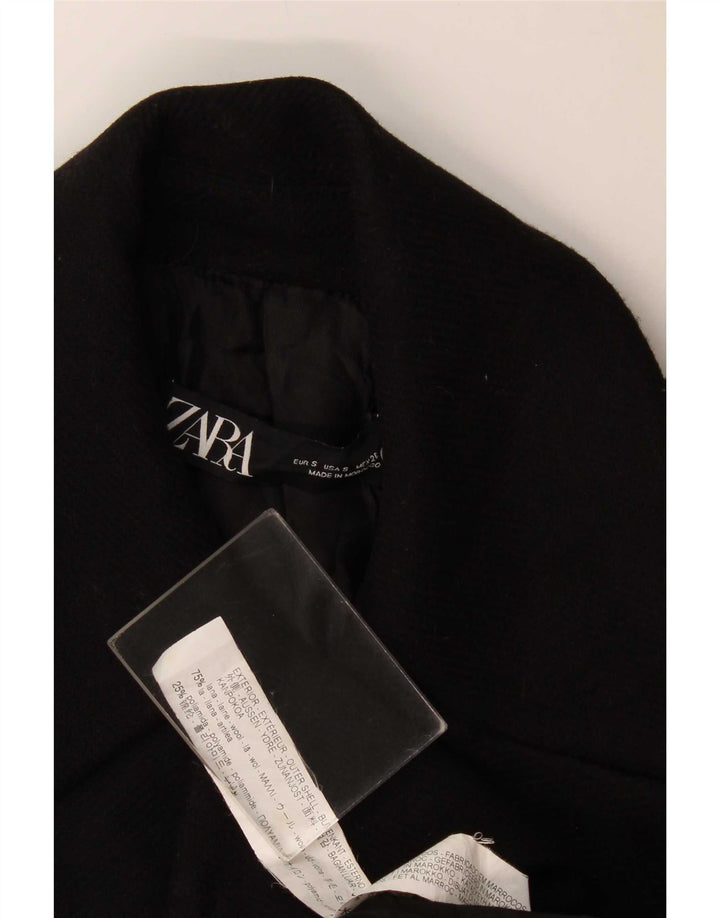 Zara Manteau croisé pour femme UK 10 Petite laine noire