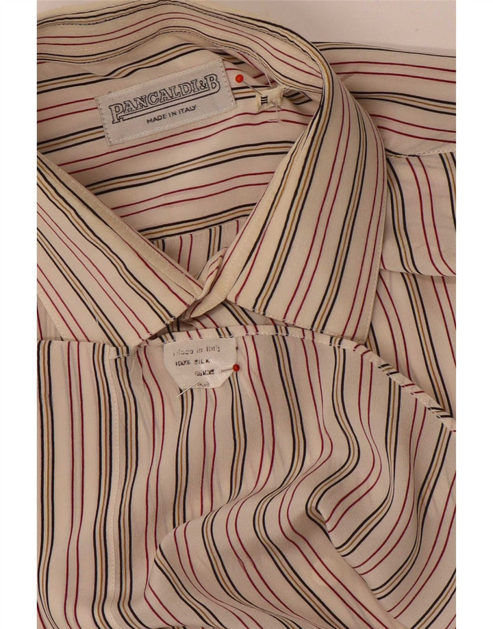 Pancaldi & B Chemise Homme Grande Soie Rayée Multicolore