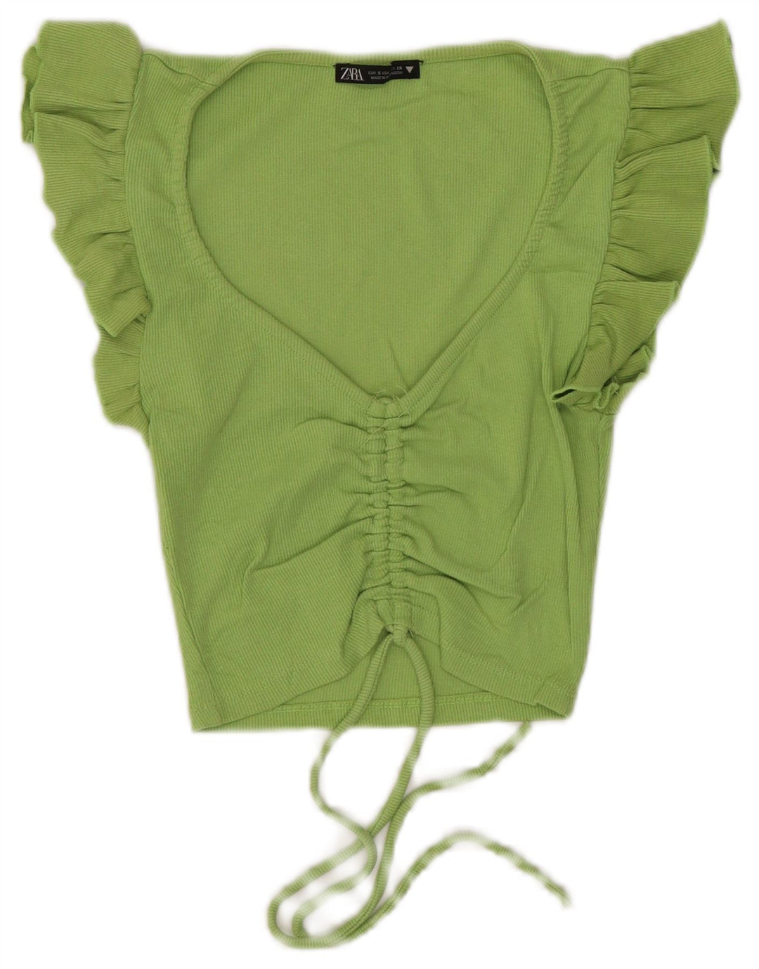 Zara Womens Crop Blouse Top UK 8 Petit Vert