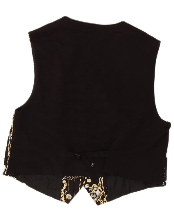 Franken Walder Gilet à motif abstrait pour femme IT 46 Large en acétate noir