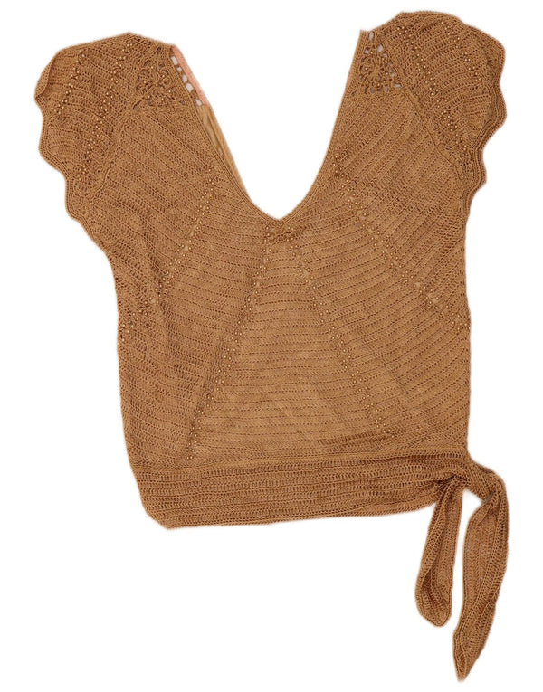 Etam Chemisier sans manches au crochet pour femme UK 10 Small Beige Viscose