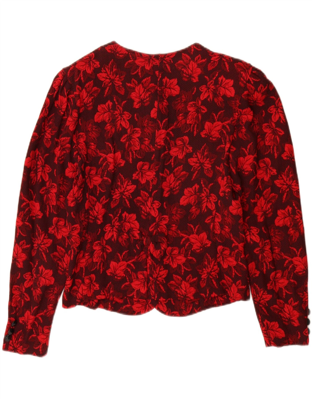 vintage Femme Cardigan Top IT 44 Viscose Florale Rouge Moyen
