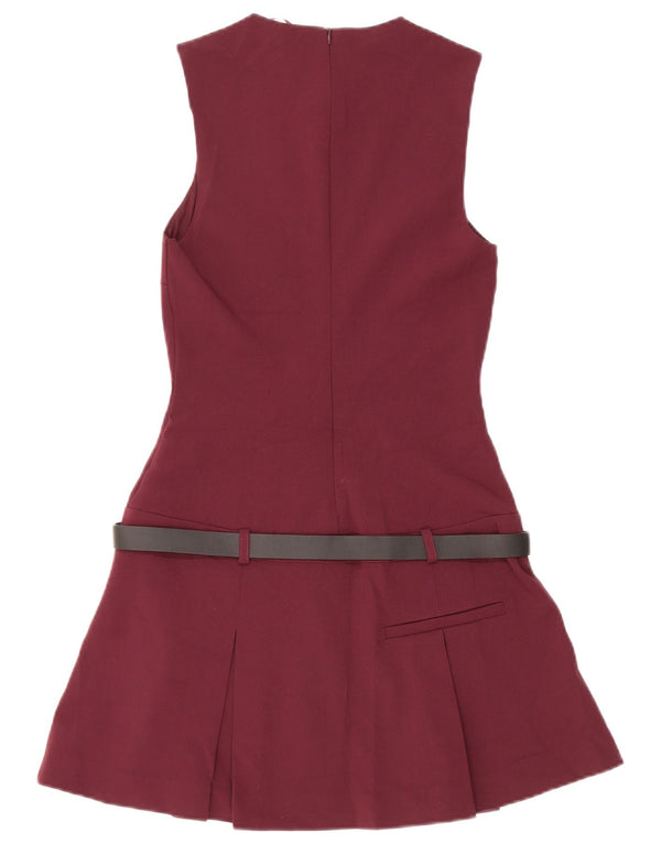 Zara Robe sans manches taille basse pour femme UK 4 XS Bordeaux Polyester
