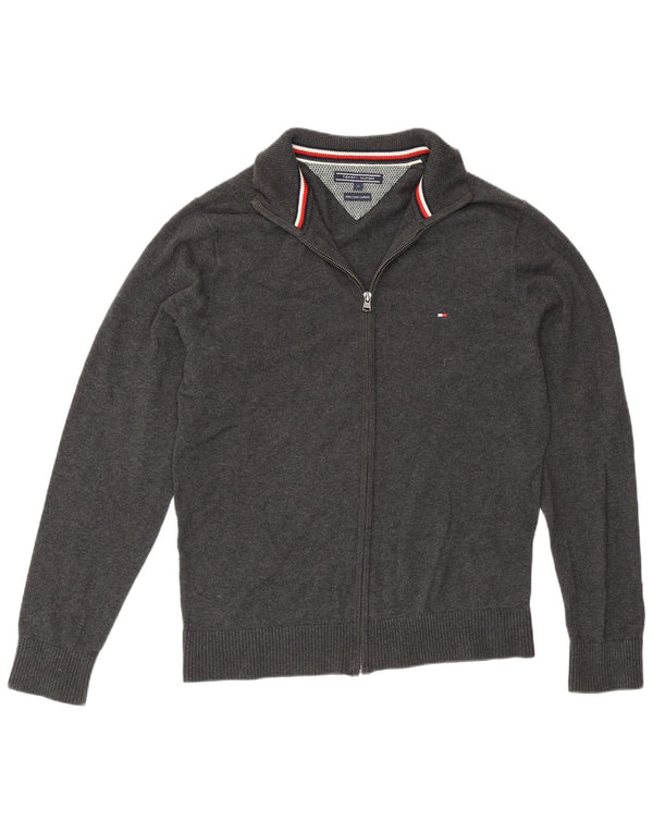 Tommy Hilfiger Pull Cardigan Zippé Homme Gris Moyen Coton