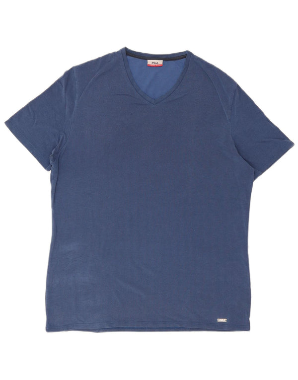 Fila T-Shirt Homme Top XL Bleu Chevrons Coton