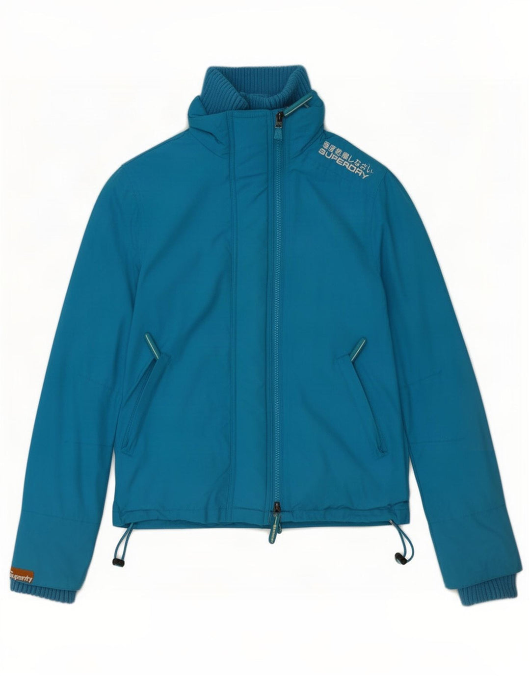 Superdry Veste de Pluie Femme UK 10 Petit Nylon Bleu