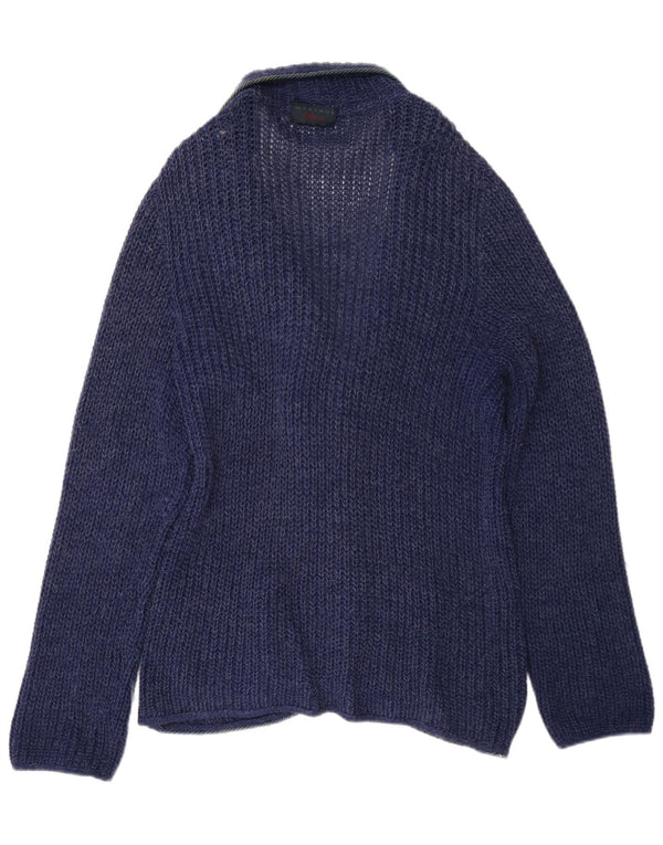 Marlane Womens Crochet Cardigan Pull UK 16 Grand Bleu Marine
