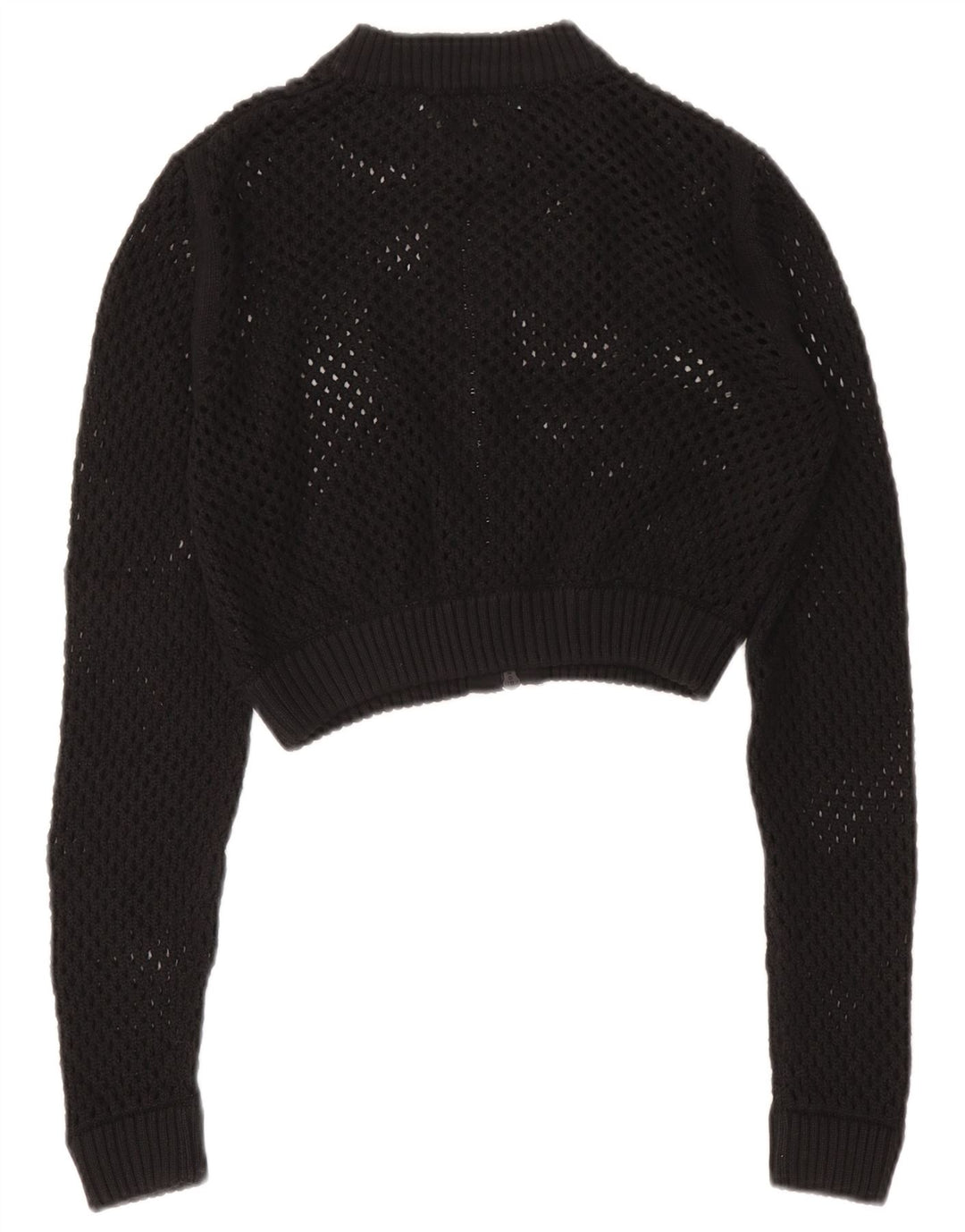 Zara Womens Crop See Through Cardigan Pull UK 12 Moyen Noir