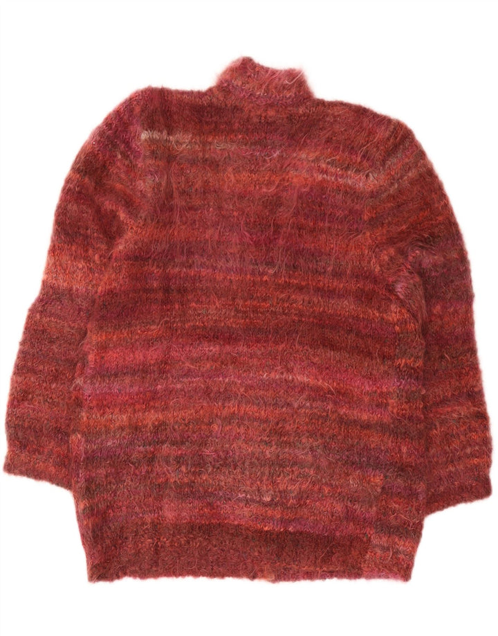 vintage Femmes Surdimensionné Cardigan Pull UK 18 XL Bourgogne