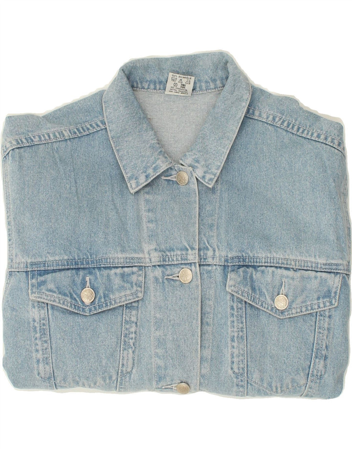 VINTAGE Womens Graphic Denim Jacket EU 36 Small Blue Cotton Vintage Vintage and Second-Hand Vintage from Messina Hembry 