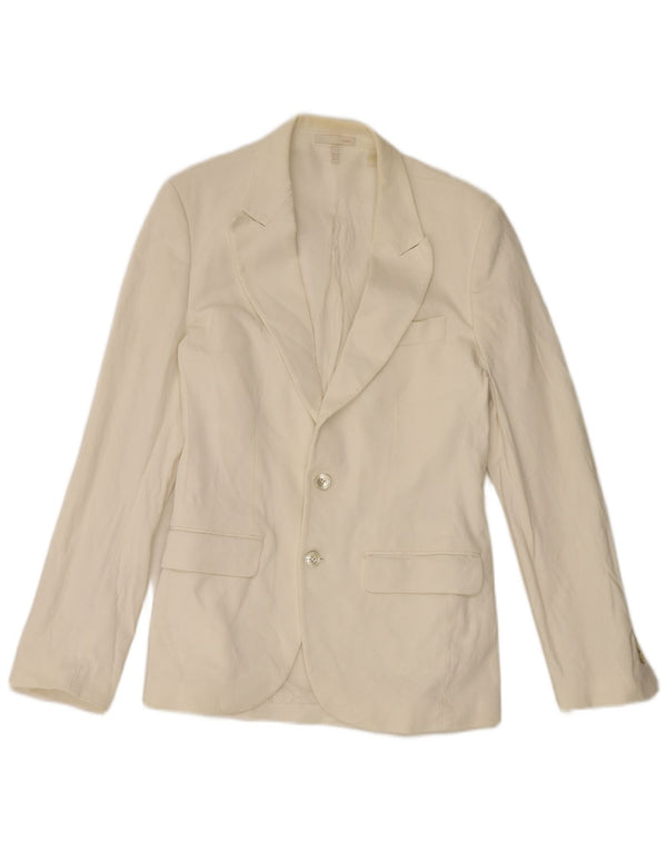 Zara Veste Blazer 2 Boutons Homme EU 50 Coton Blanc Moyen