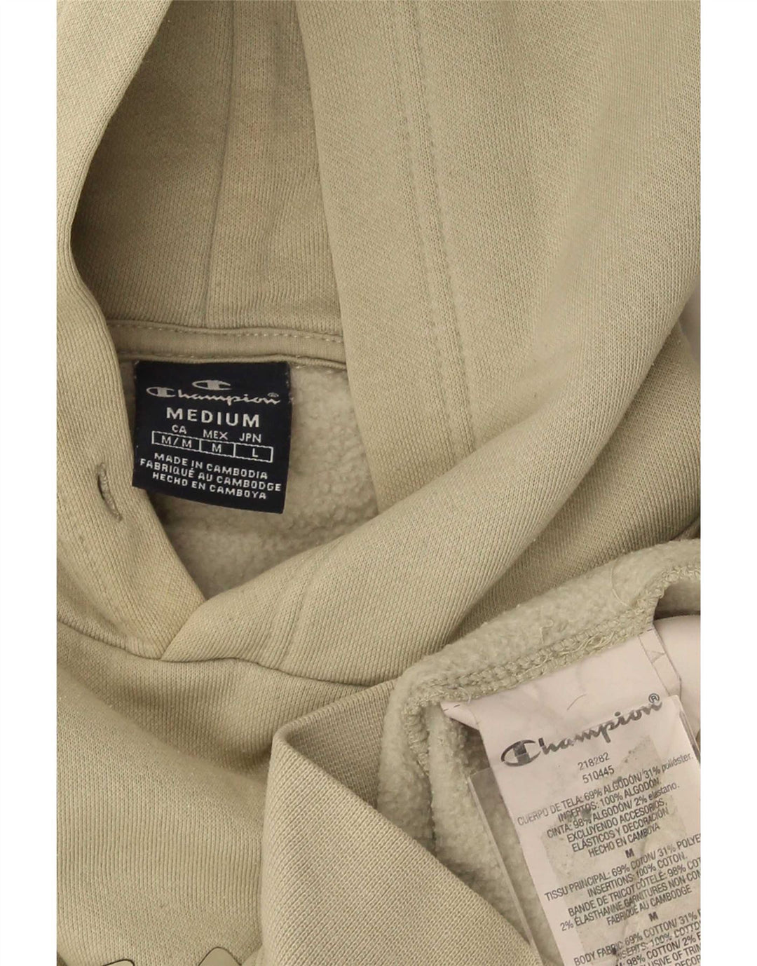 Champion Pull à Capuche Graphique Homme Kaki Moyen Coton