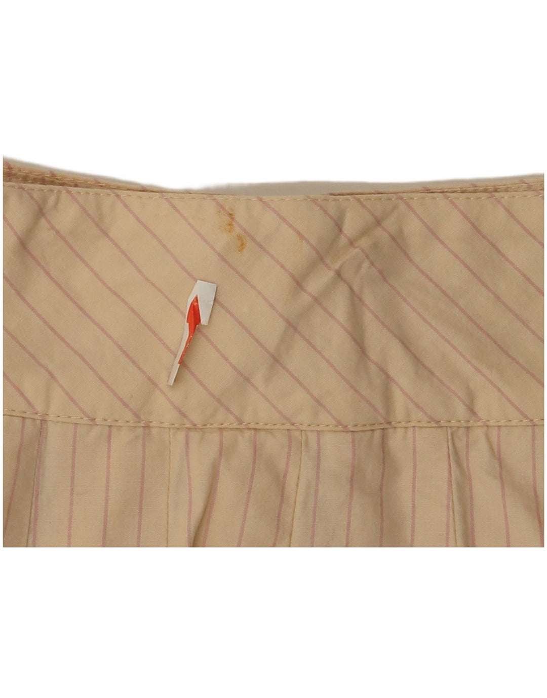 Zara Femme Mini Jupe Portefeuille Medium W28 Beige Pinstripe Cotton