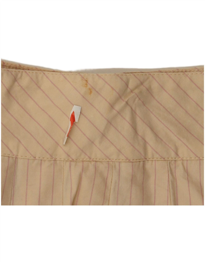 Zara Femme Mini Jupe Portefeuille Medium W28 Beige Pinstripe Cotton