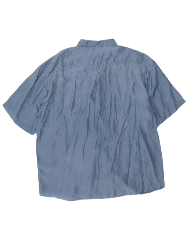 vintage Femme Chemise à manches courtes Blouse UK 18 XL Bleu