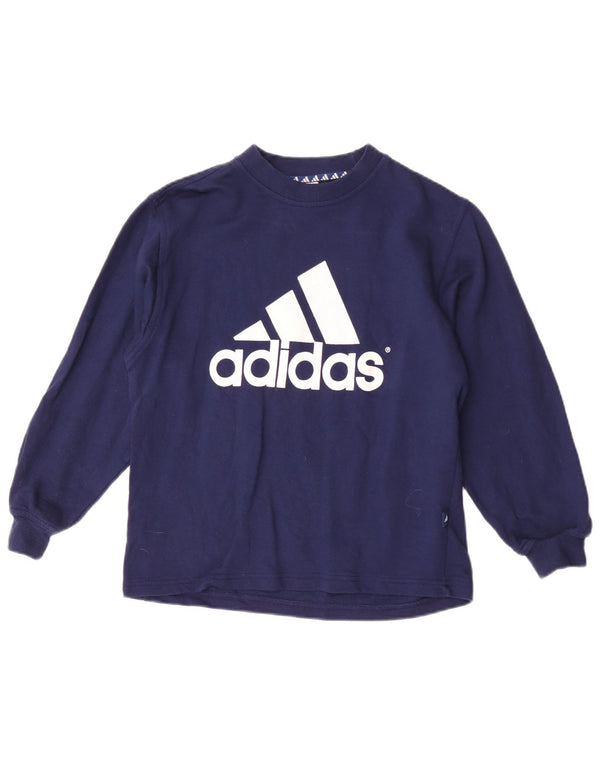 Adidas Garçon Graphic Top Manches Longues 11-12 ans Bleu Marine Coton