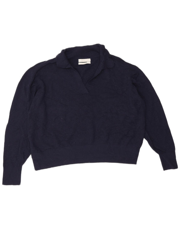 Marks & Spencer Pull court à col polo pour femme UK 16 Large Bleu marine