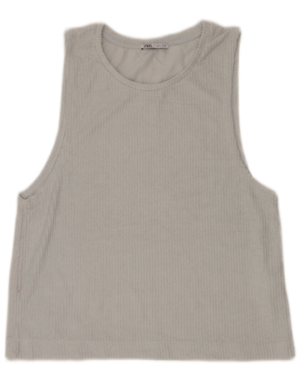 Zara Femme Débardeur UK 16 Large Bleu Coton