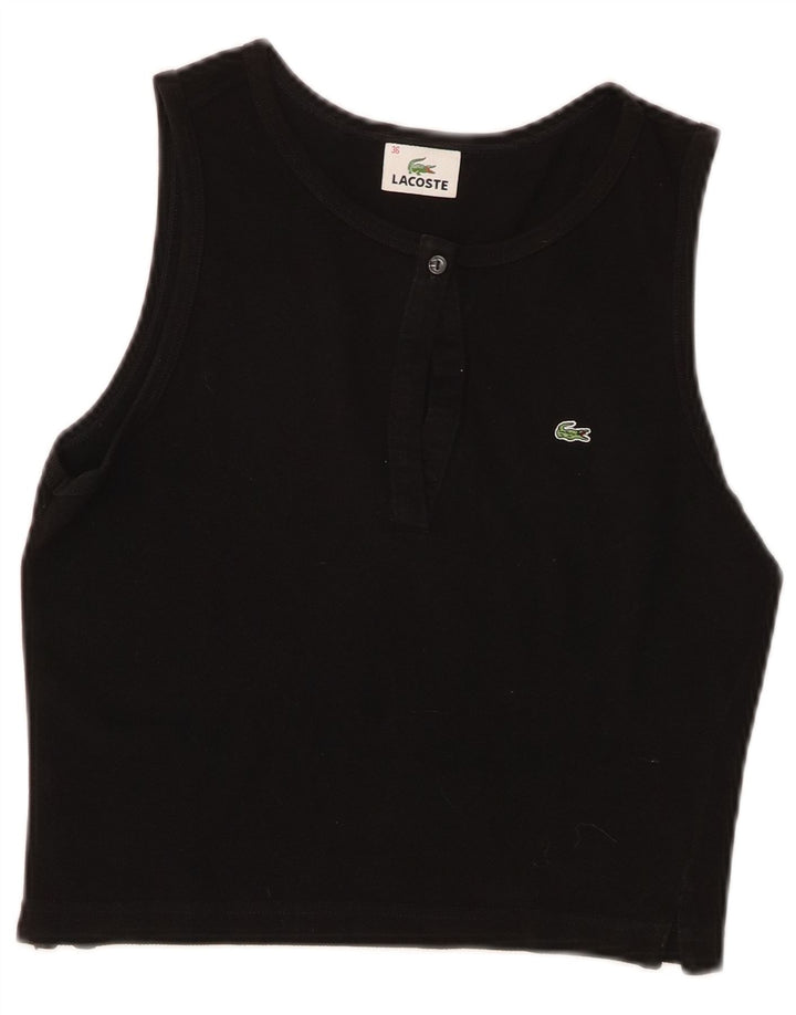 Lacoste Womens Crop Vest Top Taille 36 Petit Coton Noir
