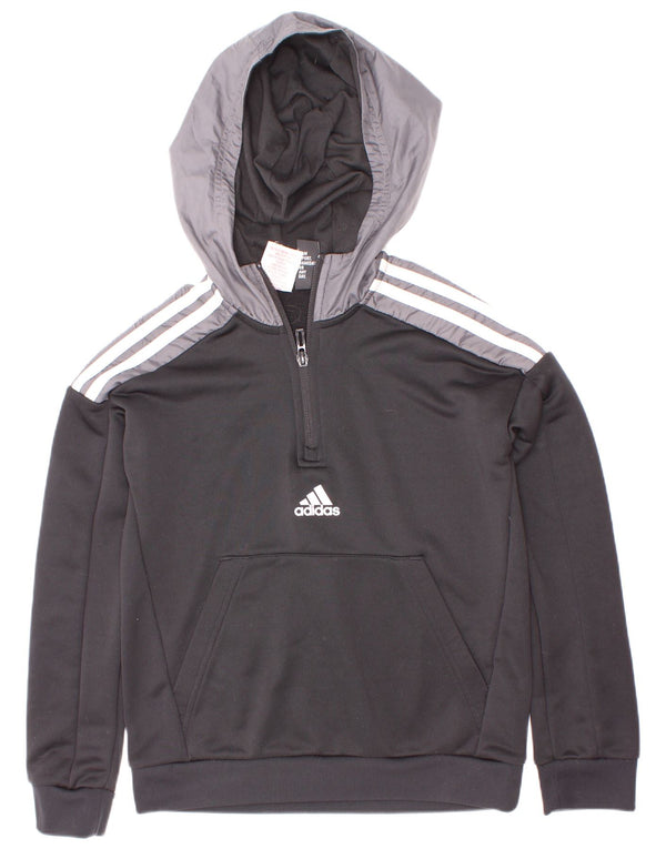 Adidas Pull à capuche à col zippé Aeroready pour garçon 9-10 ans Noir Colourblock