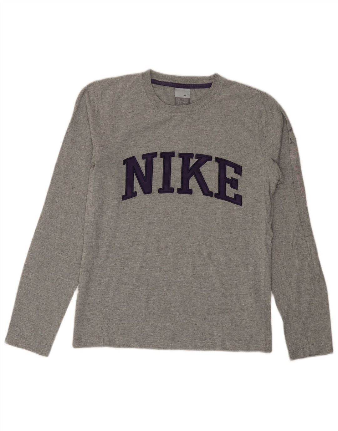 NIKE Haut graphique à manches longues pour hommes UK 36/38 Petit gris coton