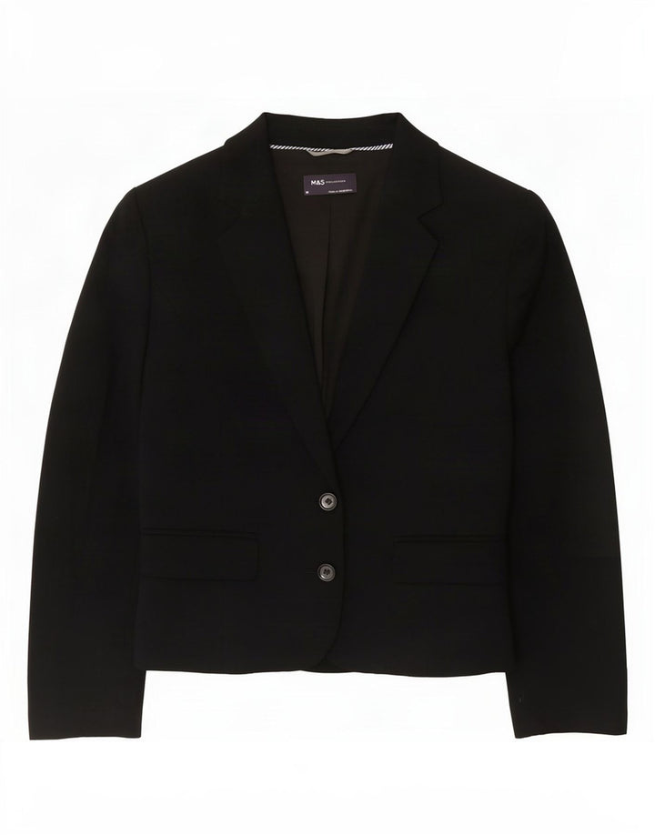 Marks & Spencer Veste blazer à 2 boutons pour femme UK 14 Noir moyen Polyester