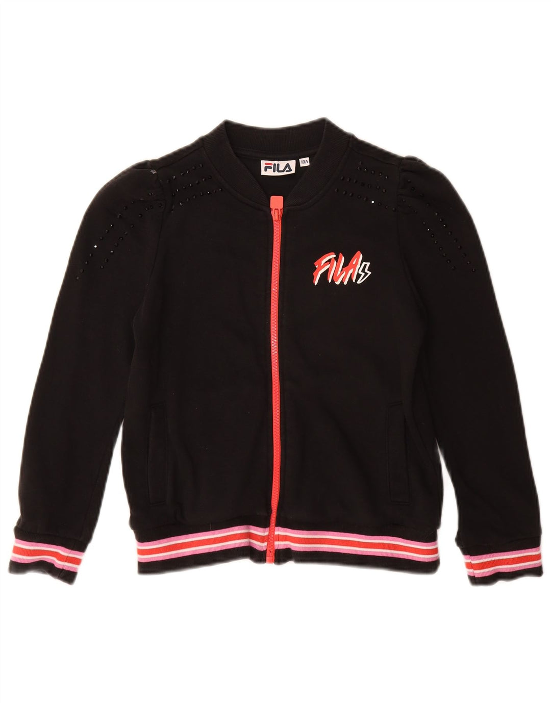 FILA Veste de survêtement fille 9-10 ans Noir Coton
