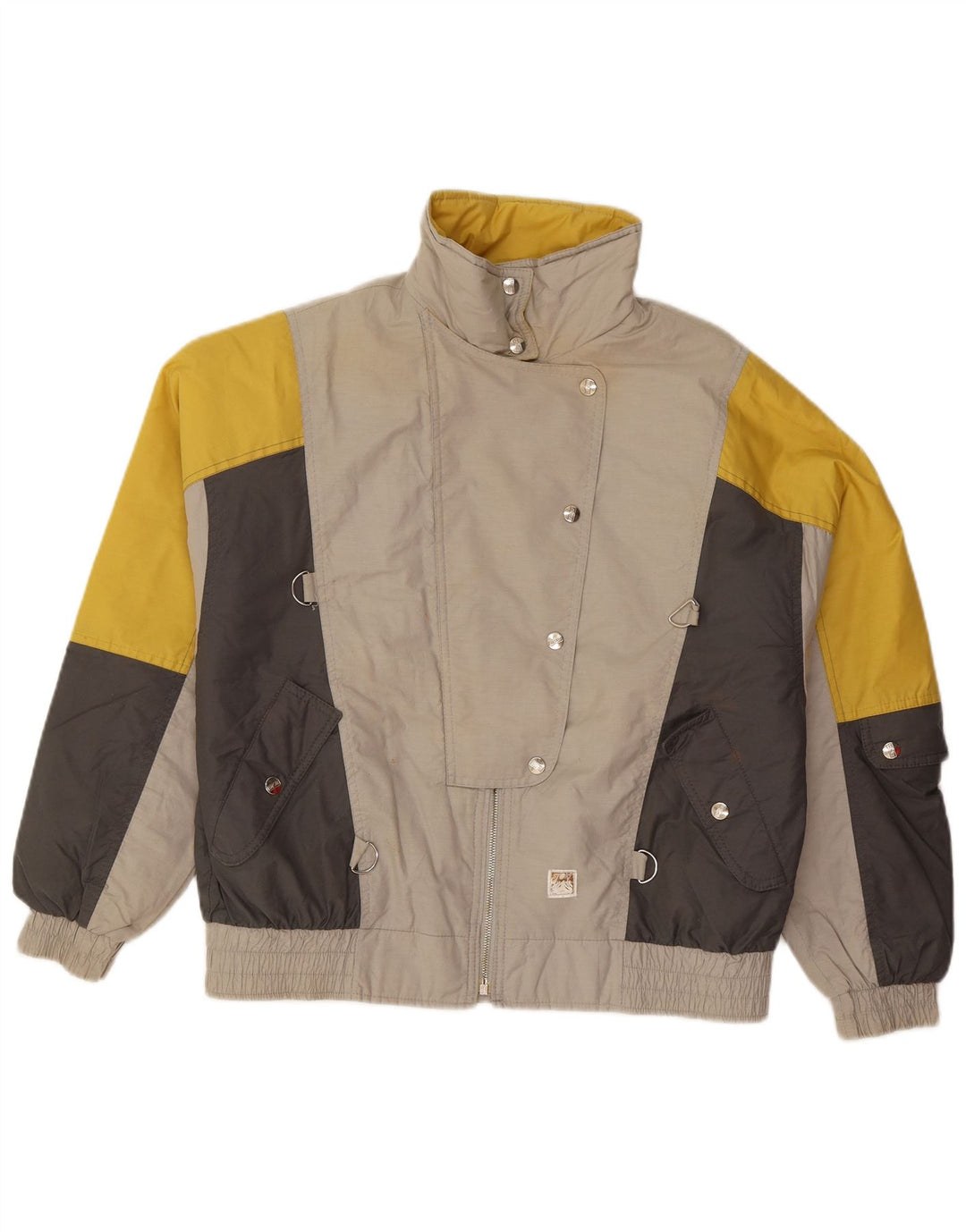 veste de ski surdimensionnée femme vintage EU 40 Medium Grey Colourblock Polyamide