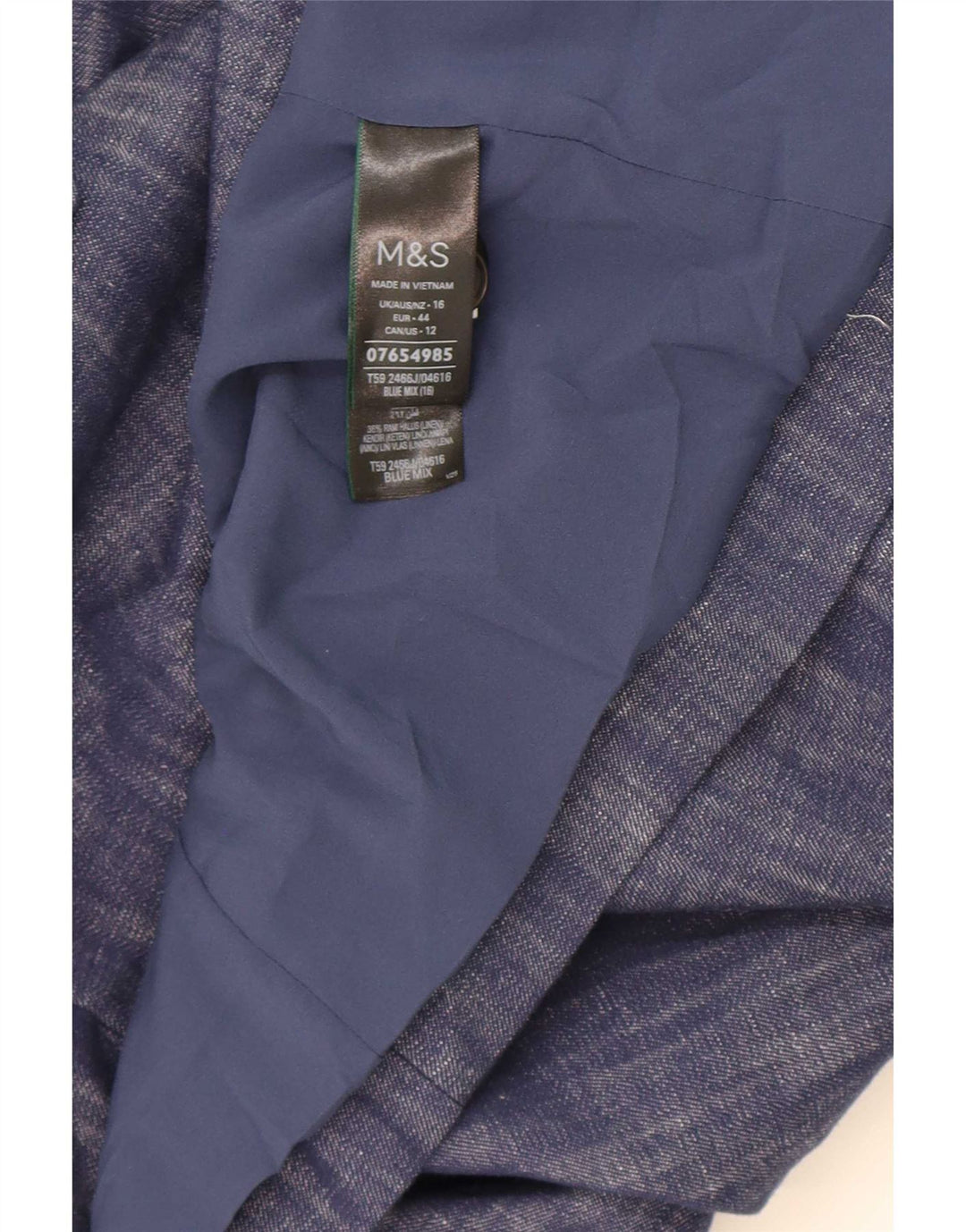 Marks & Spencer Veste blazer à 2 boutons pour femme UK 16 Large Bleu marine en coton